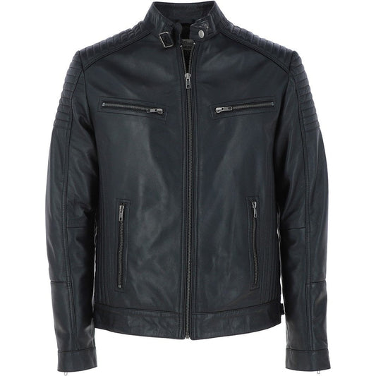 Men's Black Leather Biker Jacket